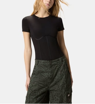 Body bustier à manches courtes - Pinko - Limousine noire