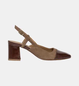 Escarpins sling back Denitsa en cuir - Bocage - Marron