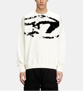 Sweat-shirt avec logo floqué effet vieilli - Diesel - Blanc et noir