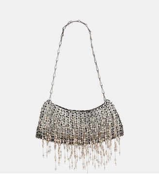 Sac clutch 1969 argentée avec ornements de perles et sequins - Rabanne - Nacre et gris