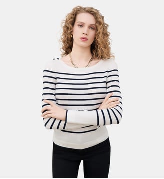 Pull mjuliana - Motif rayures - Viscose lenzing ecovero - Caroll - Crème