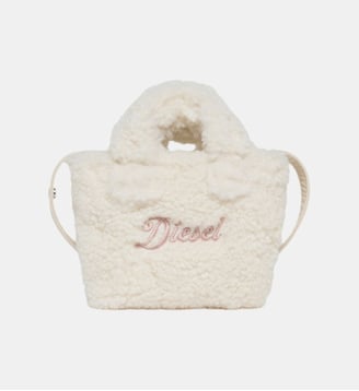Sac bandoulière en peluche teddy - Diesel Kids - Blanc cassé