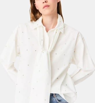Chemise strassé avec cravate - Maje - Blanc