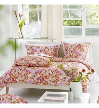 Housse de couette imprimée en satin de coton, GIRADON - Designers Guild - Rose clair