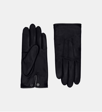 Gants Rick Homme Cuir Doublés Cachemire - Agnelle - Noir et pierre