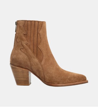 Boots philomene - cuir velours - Colisée Paris - Marron