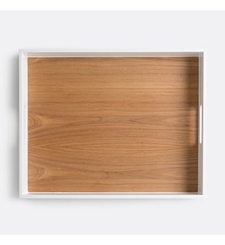 Plateau rectangulaire aux bords laqués - La Redoute Interieurs - Naturel et blanc