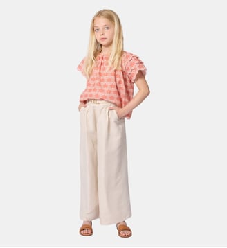 Blouse manches ballon - Chloe Kids - Corail rose