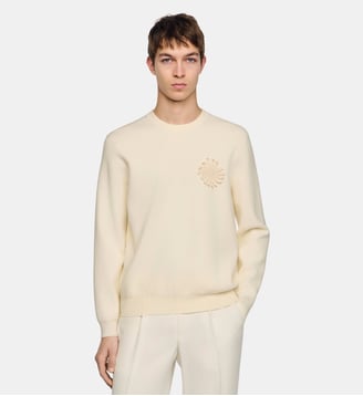 Sweat en tricot à fleur en crochet - Sandro - Écru