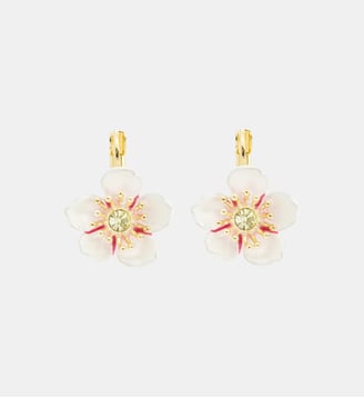 Boucles d'oreilles dormeuses fleur blanche de cerisier - Les Néréides - Multicolore