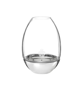 Photophore transparent en verre et socle en acier - MOOD - Christofle - Argent