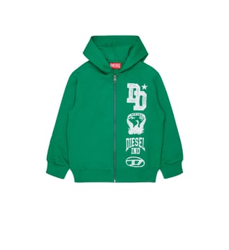 Sweat zippé avec logo - Diesel Kids - Vert joyeux