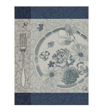 Torchon Fleurs à croquer - Le Jacquard Francais - Gris et vert
