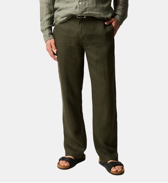 Pantalon Spencer Bay en lin pour homme - Rodd & Gunn - Dark olive