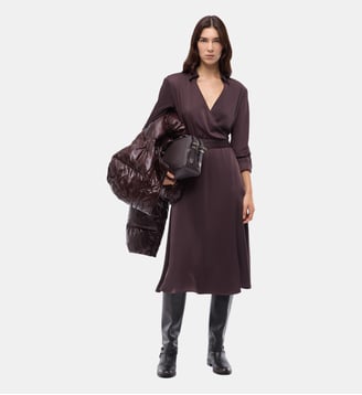 Robe portefeuille midi ceinturée - Pinko - Marron brun foncé