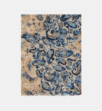 Foulard lailey 100% laine - Motif ethnique - Caroll - Camel