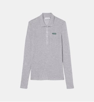 Polo manches longues jersey doux slim fit - Lacoste - Gris chine