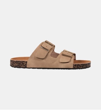 Sandales à doubles brides ultra confortables, semelle intérieure cuir - Isotoner - Taupe