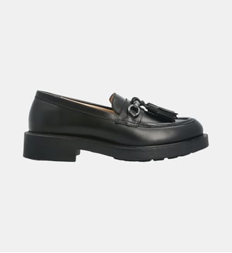 Mocassin pampille sienne - cuir lisse - Manfield - Noir