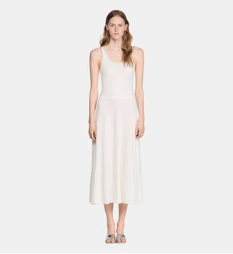 Robe longue en maille strassée - Sandro - Blanc