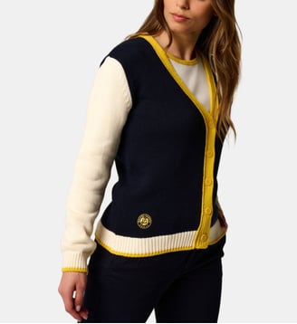 Cardigan Heritage    et Ecru - Roland-Garros - Bleu marine