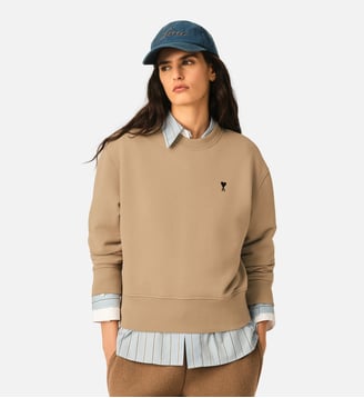 Sweatshirt en coton Ami de Coeur - AMI Paris - Beige mastic et noir