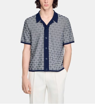 Chemise jacquard Square Cross - Sandro - Navy