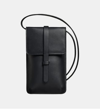 Smartphone Bag Léonore cuir sable - Ines de la Fressange Paris - Noir