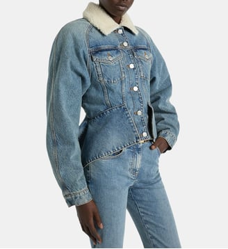 Veste à basques en denim délavé Balmain