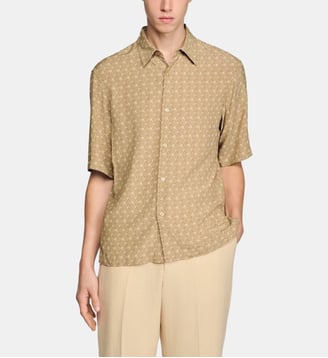 Chemise fluide à imprimé maillons - Sandro - Havane
