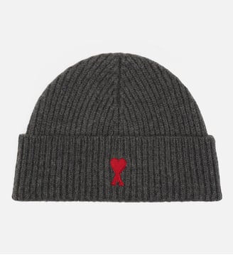 Bonnet Ami de Coeur Rouge unisexe - AMI Paris - Gris chiné
