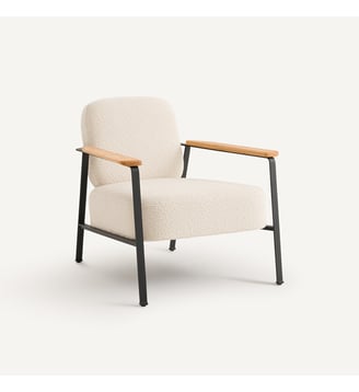 Fauteuil en tissu bouclette et métal - AM.PM - Écru