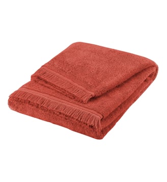 Serviette de toilette 100% Coton, INSTANT NATURE - Blanc Cerise - Terracotta