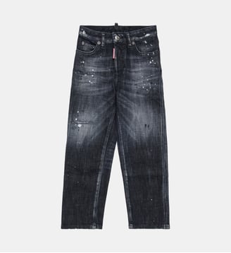 Jeans noir regular avec déchirures et taches - Boston Jean - Dsquared2 - Denim noir