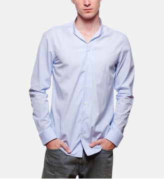Chemise à rayures col Danny coupe droite - Atelier Privé - Ciel