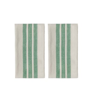 Lot de 2 serviettes en coton à rayures - OYOY - Vert