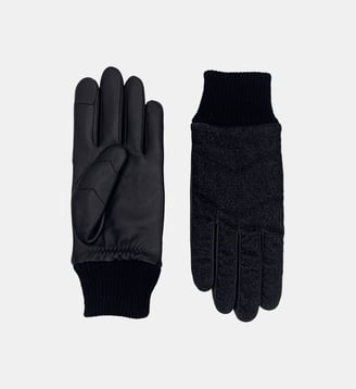 Gants Snowy Denim Homme Cuir Doublés Alpaga - Agnelle - Noir