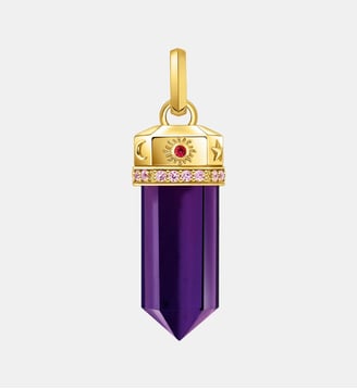 Pendentif de forme hexagonale imitation améthyste - Thomas Sabo - Or