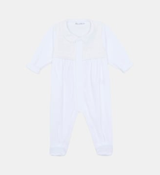 Pyjama -  coton col Claudine dentelle fine - Tartine Et Chocolat - Blanc