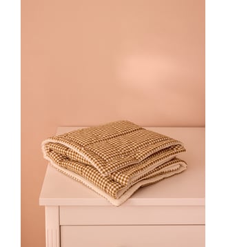 Plaid en gaze de coton - Cyrillus - Vichy caramel