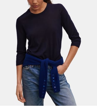 Pull droit en cachemire et soie - Bompard - Bleu marine
