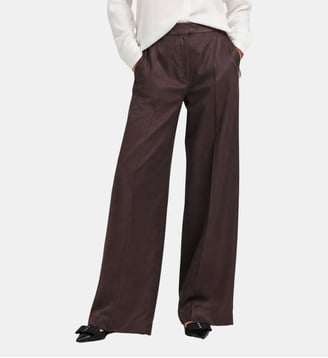 Pantalon large en satin - The Kooples - Marron