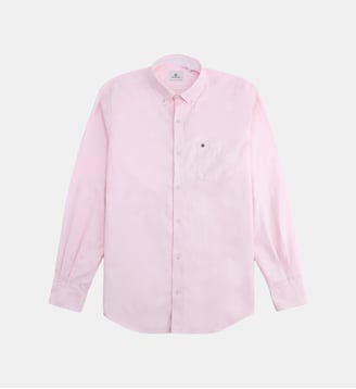 Chemise manches longues en coton oxford avec poche poitrine - Serge Blanco - Rose