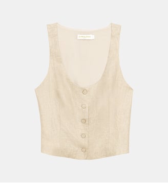 Gilet col rond uni NEBRA - La Petite Etoile - Doré
