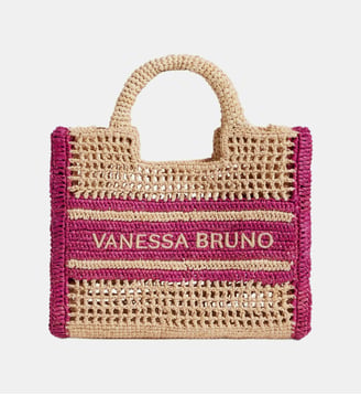 Petit Panier En Raphia Avec Rayures - Vanessa Bruno - Fushia