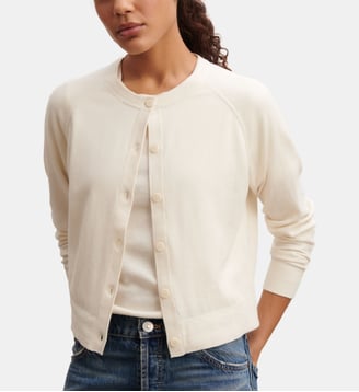 Cardigan droit en coton mélangé - Bompard - Écru