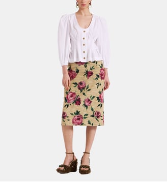 Jupe Pencil Roses Light Beig - La DoubleJ - Beige clair