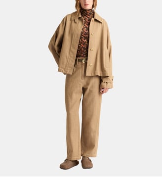 Manteau henry en denim teint en fil - Momonì - Brun