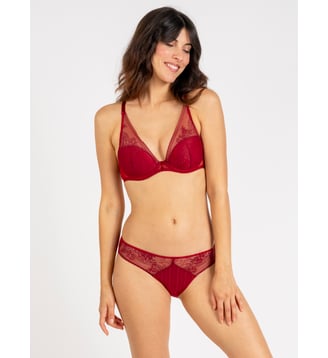 Soutien-gorge plongeant avec armature, rembouré MADDIE - Passionata - Rouge