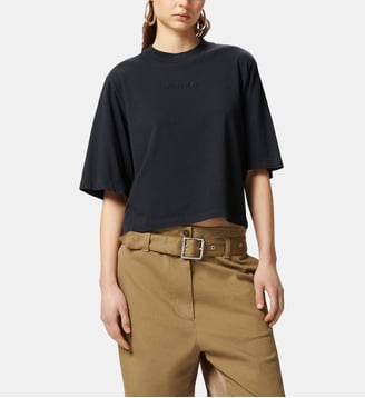 Sweat-shirt boxy avec manches courtes amples - Pinko - Noir